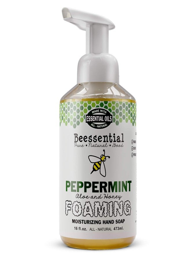 Beessential All Natural Foaming Hand Soap, Peppermint Essential Oils, Made with Moisturizing Aloe & Honey - Made in the USA, 16 oz - Image 1